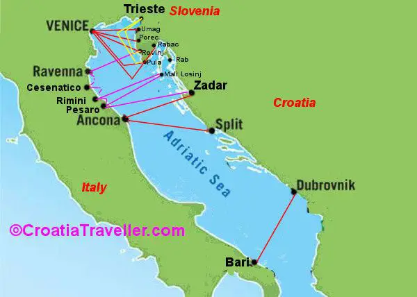 Croatia Ferry Map